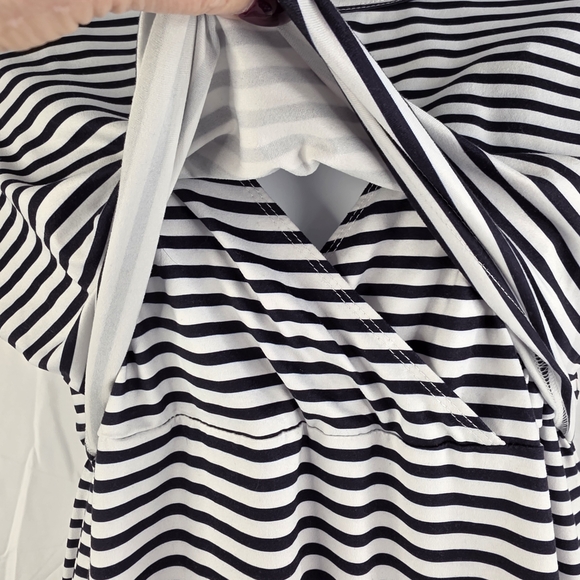 Ekouaer XL Striped Black White Breastfeeding Friendly Dress BM-2004 - Picture 4 of 9